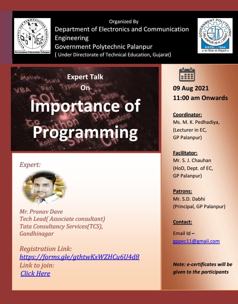 Expert Lecture on "Importance of Programming"