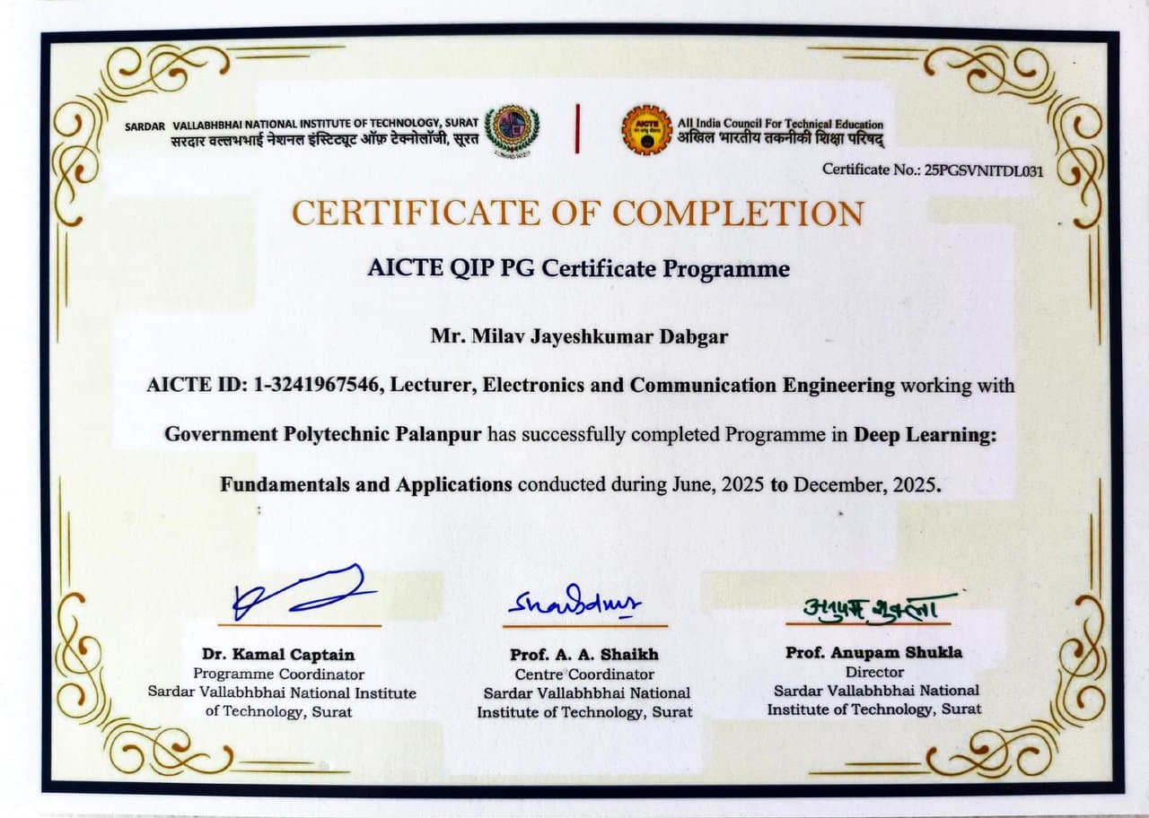 AICTE QIP Deep Learning Certification, Quantum Computing FDP & Industrial Training (1)